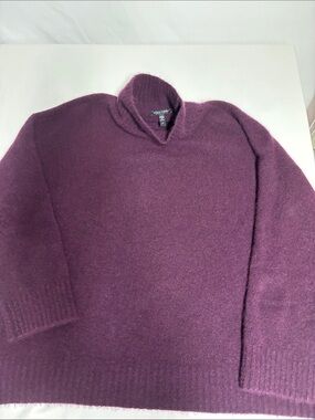 Eileen Fisher Cashmere Silk Funnel Neck Sweater Plum Purple S